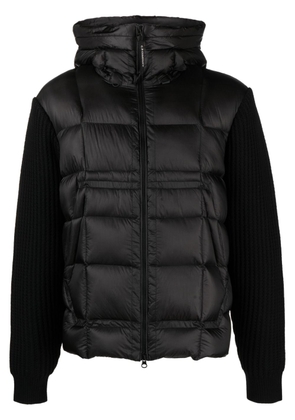 C.P. Company ribbed-knit panel quilted hooded jacket - Black