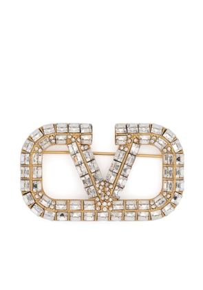Valentino Garavani VLogo crystal-embellished brooch - Gold