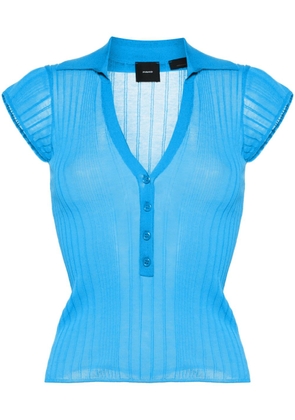 PINKO ribbed-knit polo top - Blue