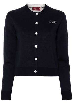 Gucci jacquard logo knitted cardigan - Blue