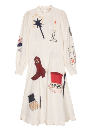 Stella Nova Circus motif-embroidered midi dress - Neutrals