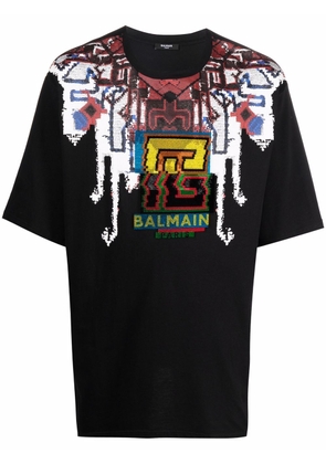 Balmain textured logo-print T-shirt - Black
