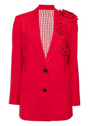 Valentino Garavani floral appliqué v-neck blazer - Red