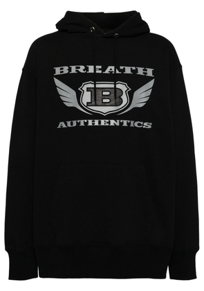 BREATH logo-print drawstring hoodie - Black