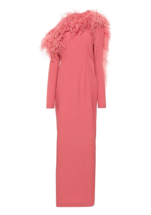 Taller Marmo Garbo feather-trim maxi dress - Pink
