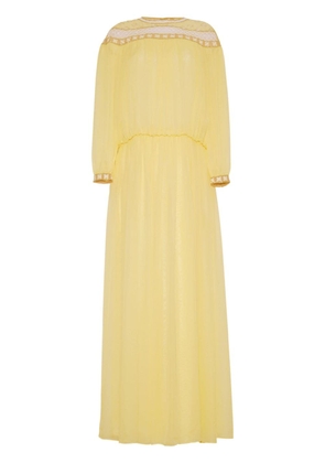 Adam Lippes embroidered-yoke silk-chiffon maxi dress - Yellow