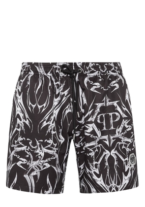Philipp Plein logo-print swim shorts - Black