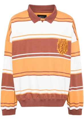 BREATH logo-embroidered striped cotton polo shirt - Yellow