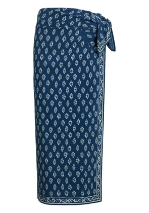Polo Ralph Lauren geometric-pattern print cotton skirt - Blue