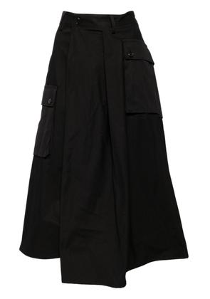 Yohji Yamamoto asymmetric cotton cargo skirt - Black