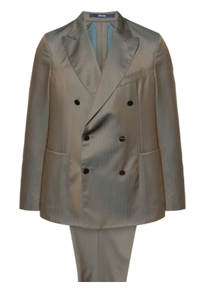 Drumohr iridescent-effect double-breasted suit - Green