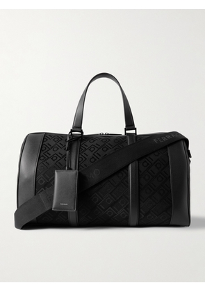 FERRAGAMO - Leather-Trimmed Logo-Jacquard Canvas Weekend Bag - Men - Black