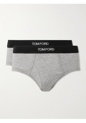 TOM FORD - Two-Pack Stretch-Cotton and Modal-Blend Briefs - Men - Gray - S