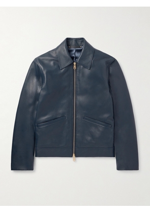 Paul Smith - Panelled Leather Jacket - Men - Blue - S