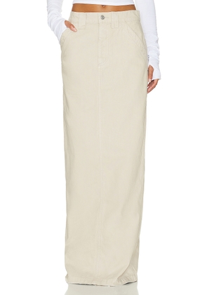 Helsa Workwear Long Skirt in Taupe - Beige. Size XS (also in XXS).