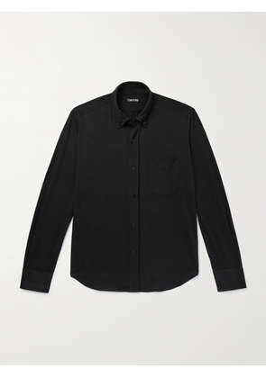 TOM FORD - Button-Down Collar Silk and Cotton-Blend Shirt - Men - Black - IT 44