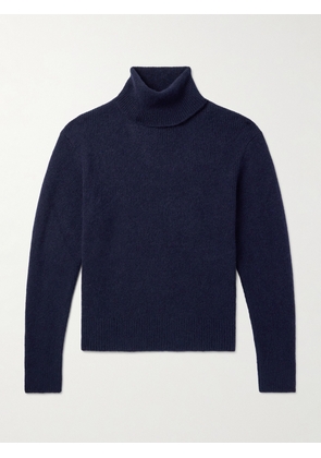 TOM FORD - Ribbed Brushed Cashmere and Silk-Blend Rollneck Sweater - Men - Blue - IT 46