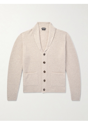 TOM FORD - Shawl-Collar Ribbed Cashmere and Silk-Blend Cardigan - Men - Neutrals - IT 44