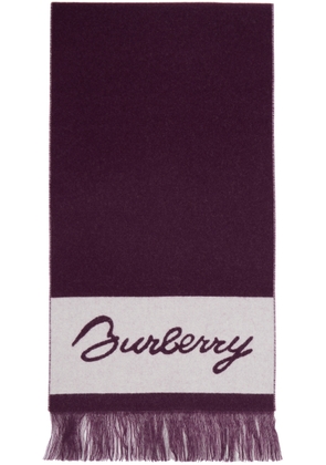 Burberry Purple EKD Logo Wool Scarf
