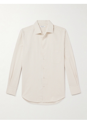Loro Piana - Andre Striped Silk and Cotton-Blend Twill Shirt - Men - Neutrals - S