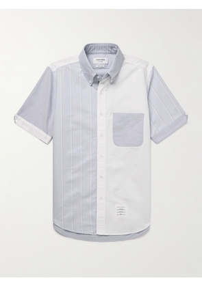 Thom Browne - Fun-Mix Button-Down Collar Panelled Striped Cotton Oxford Shirt - Men - Blue - 2
