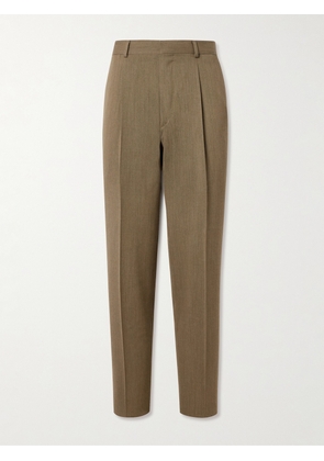 Loro Piana - Tapered Pleated Wool-Twill Suit Trousers - Men - Neutrals - IT 46