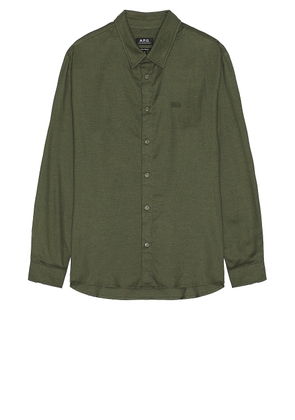 A.P.C. Vincent Shirt in Khaki - Green. Size L (also in S).