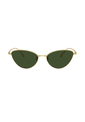 Oliver Peoples X Khaite Cat Eye Sunglasses in Gold & Vibrant Green - Metallic Gold. Size all.