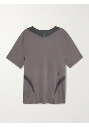 ON - POST ARCHIVE FACTION Printed Stretch-Jersey and Mesh T-Shirt - Men - Gray - S
