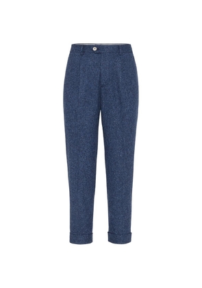 Brunello Cucinelli Silk-Wool-Cashmere Tapered Trousers