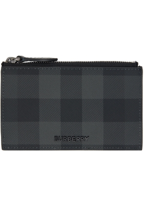 Burberry Black & Gray Check Card Holder