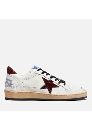 Golden Goose Ball Star Distressed Glittered Leather Trainers - UK 4
