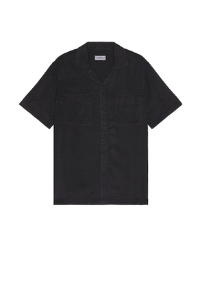 SATURDAYS NYC Gibson Pigment Dyed Short Sleeve Shirt in Black - Black. Size L (also in S).