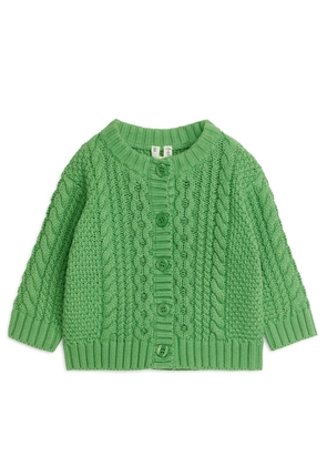 Cable-Knit Cardigan - Green