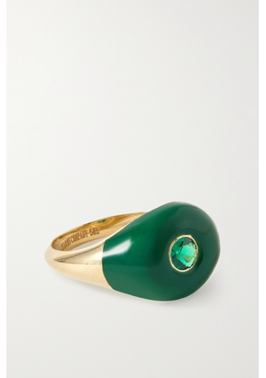 Charms Company - Les Bonbons 14-karat Gold, Enamel And Tsavorite Ring - Green - 6