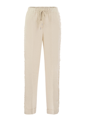 Peserico Linen Trousers With Side Fringes