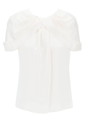 satin blouse with petal sleeves - 40 White