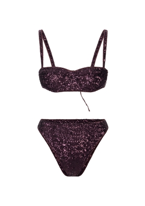 Oseree Purple Sequined Bikini