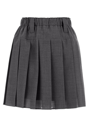 wool organza pleated mini skirt - 38 Grey