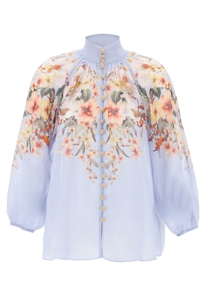 Zimmermann lexi billow shirt with floral motif - 0 Blue