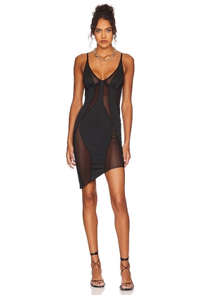 OW Collection Swirl Mini Dress in Black. Size XL.
