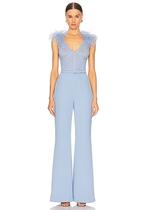 Nadine Merabi Sleevesless Lace Jumpsuit in Baby Blue. Size 6/SM.