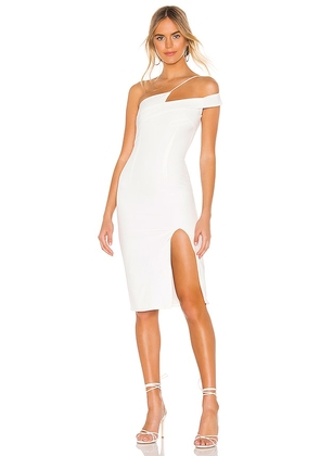 superdown Jillian Asymmetric Midi Dress in White. Size XS.