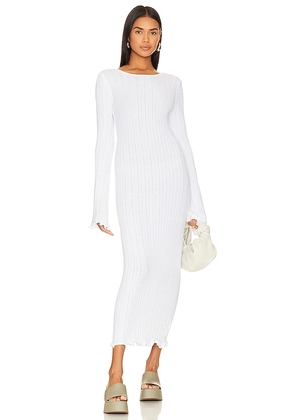 SNDYS Baha Long Sleeve Maxi Dress in White. Size M, S, XL, XS, XXL, XXS.