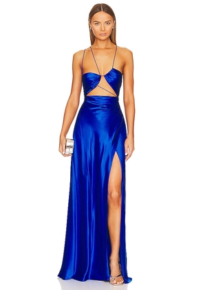 The Sei Asymmetrical Strappy Gown in Royal. Size 8.