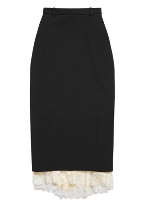 Balenciaga Lingerie lace-trim wool skirt - Black