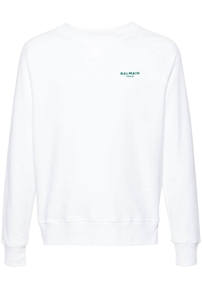 Balmain logo-flocked cotton sweatshirt - Neutrals