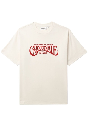 CHOCOOLATE logo-embroidered cotton T-shirt - Neutrals