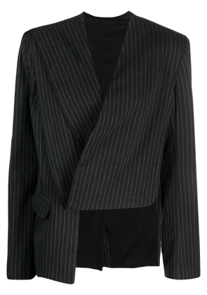Ioana Ciolacu asymmetric pinstripe-pattern jacket - Black