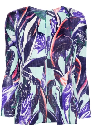 Pleats Please Issey Miyake graphic-print pleated cardigan - Purple